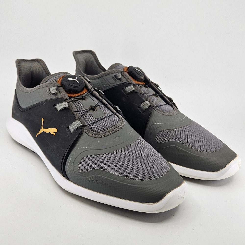 Men's PUMA Ignite PWRADAPT‎ Golf Shoes DISC lacing system Waterproof Gray Black